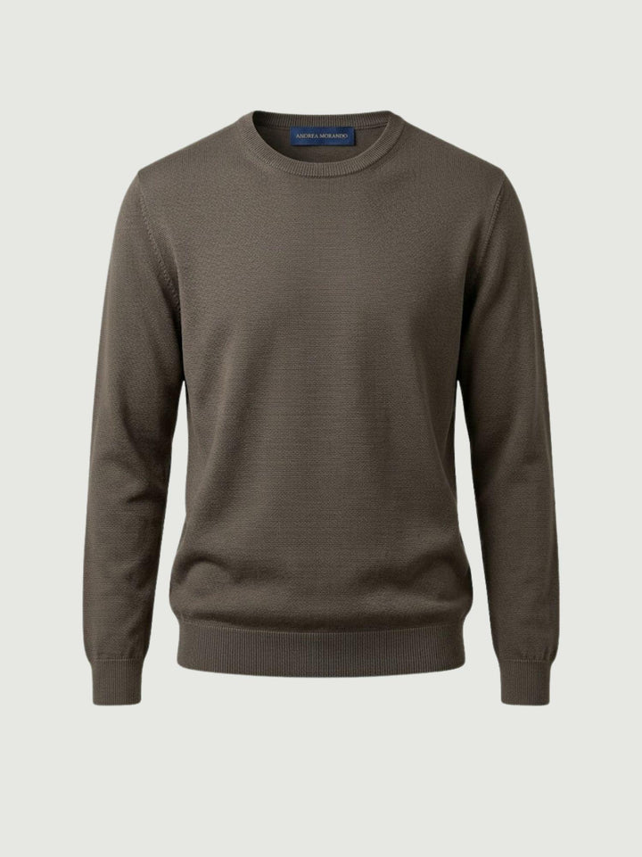 Maglia con scollo rotondo in cotone verde oliva 3700900 331 ANDREA MORANDO 