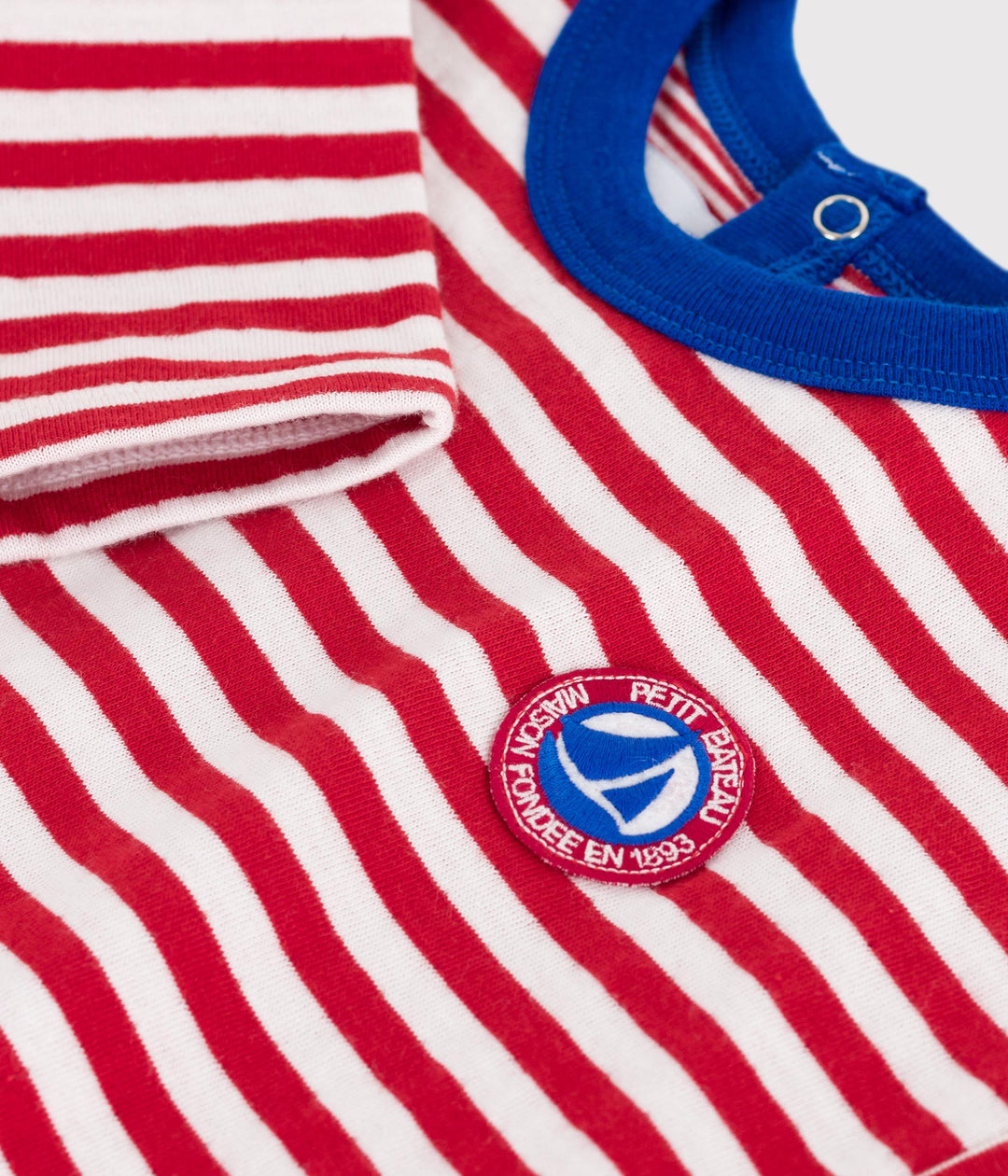 T-shirt a maniche lunghe in cotone a righe neonato A0EH4 01 PETIT BATEAU 