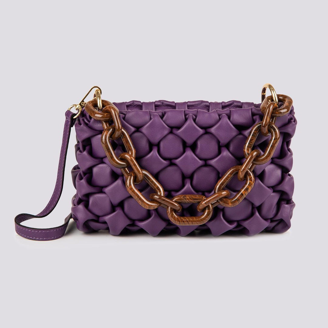BORSA "CURLY " IN PELLE INTRECCIATA VIOLA CURLY VIOLA BIMOR 