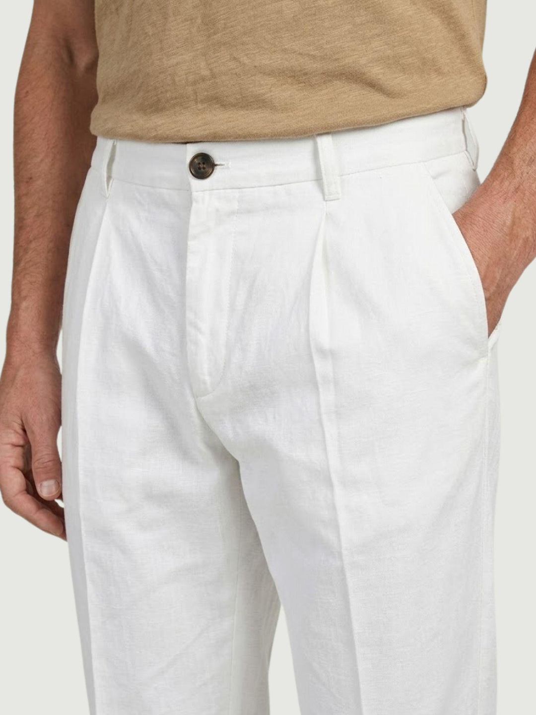 Pantalone con tasche americane lino cotone bianco CO0515M 1000 ANDREA MORANDO 