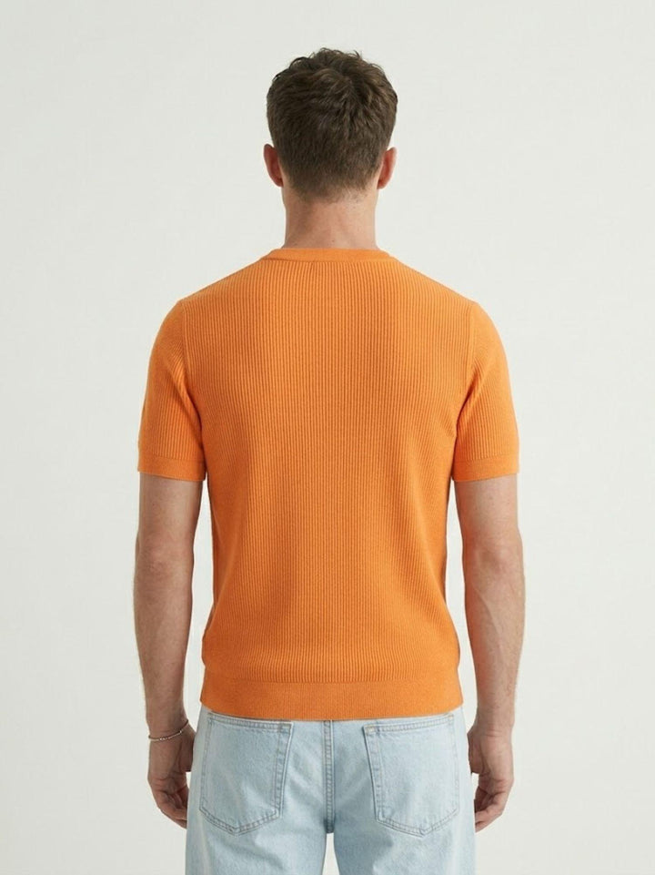 T-shirt girocollo in tencel arancione 9-LY0014 5006 ANDREA MORANDO 