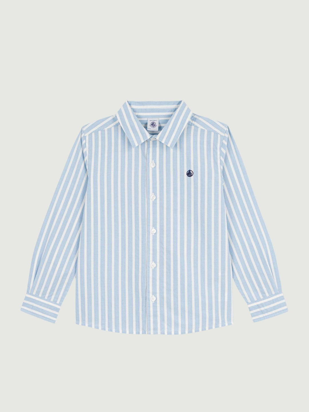 Camicia bambino azzurra a righe in popeline A0F5I 01 PETIT BATEAU 