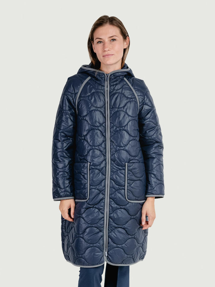 GIACCA A VENTO LUNGA TRAPUNTATA BLU 565NIGO421 51 ANDREA MORANDO 