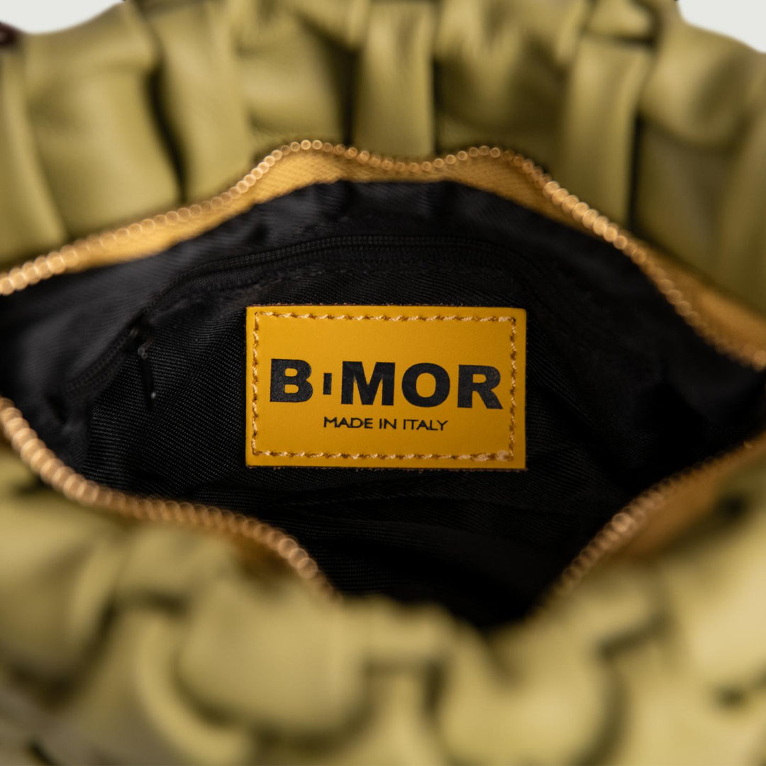 BORSA IN PELLE INTRECCIATA PISTACCHIO  "CURLY" CURLYNEW IRIDE BIMOR 