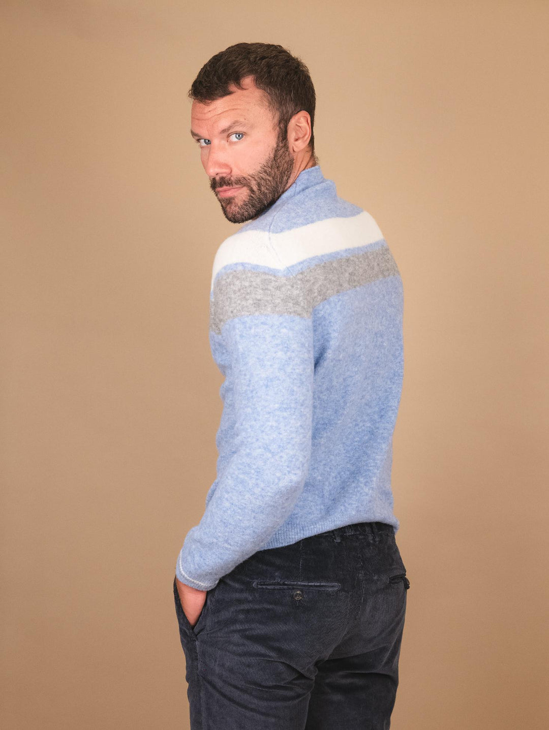 GIROCOLLO AZZURRO IN MISTO LANA MERINO 0094 0021 FIESOLI DANIELE 