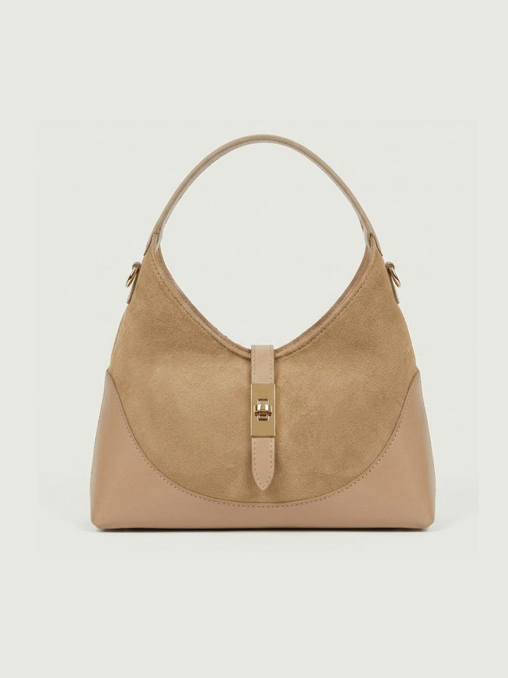 Borsa a spalla Elly in pelle scamosciata beige ELLY BEIGE BIMOR 