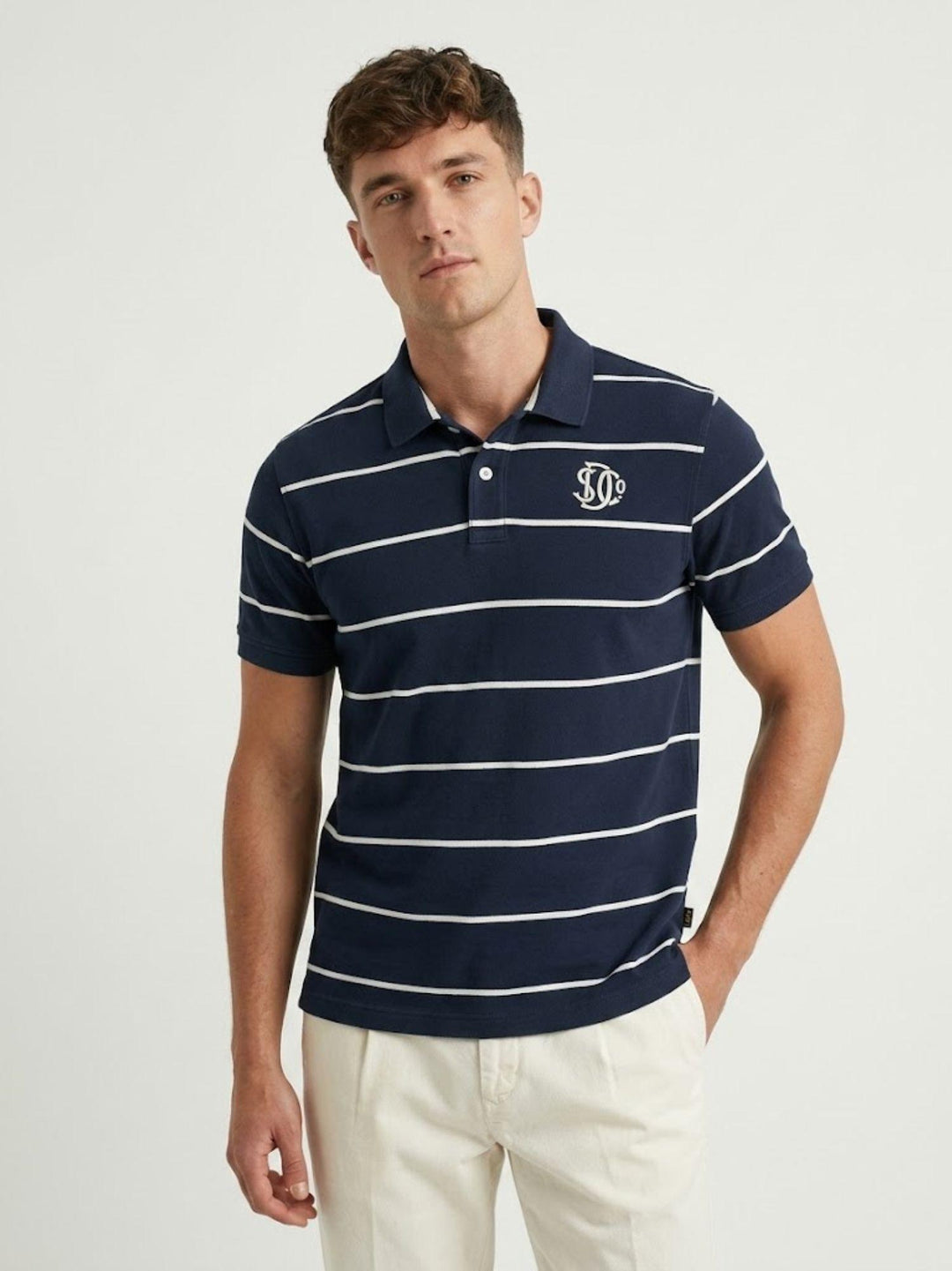 Polo in jersey a righe vintage navy M1110464A JKC SUPERDRY 