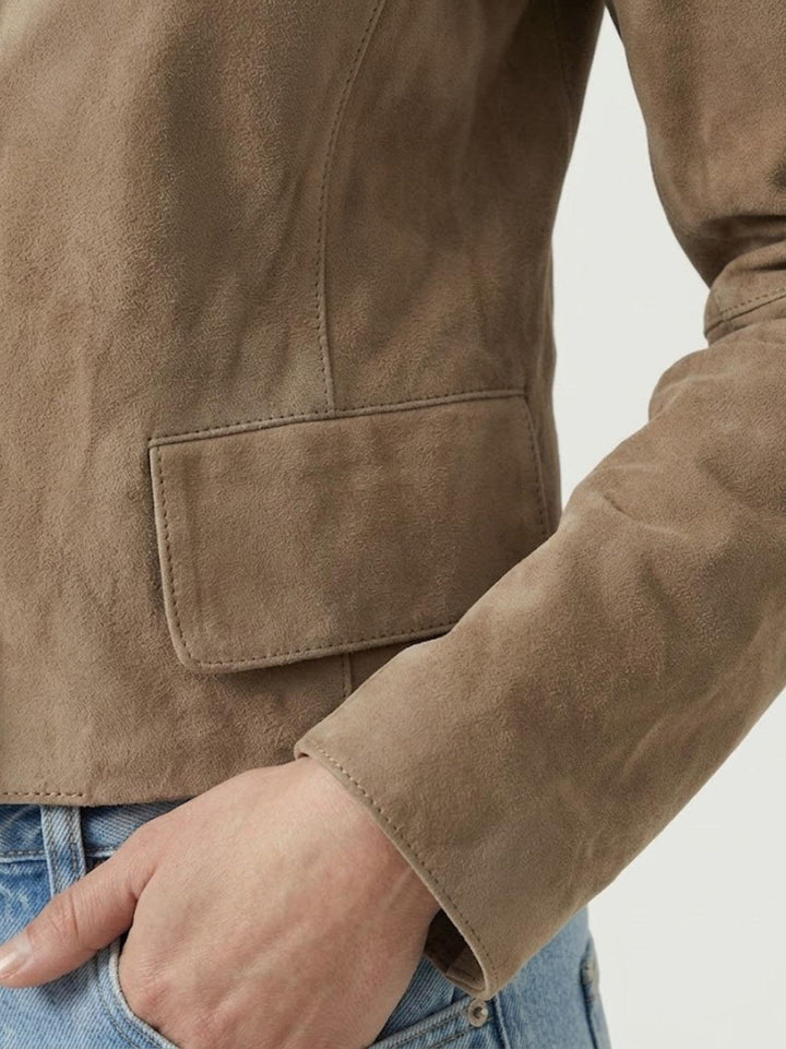 Giacca Paige corta scamosciata tortora PAIGE 11 JACK LEATHER 