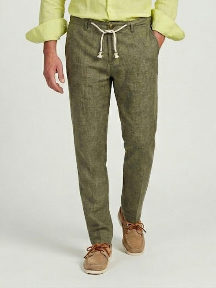 Pantalone in cotone con coulisse fiammato verde militare PTN00622 ARMY ANDREA MORANDO 