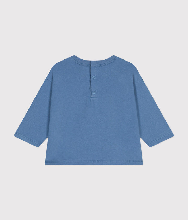 T-shirt blu con stampa scoiattolo a maniche lunghe A0BPI 09 PETIT BATEAU 