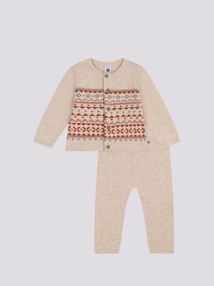 COMPLETO IN TRICOT JACQUARD PER BEBÈ A087Q 01 PETIT BATEAU 