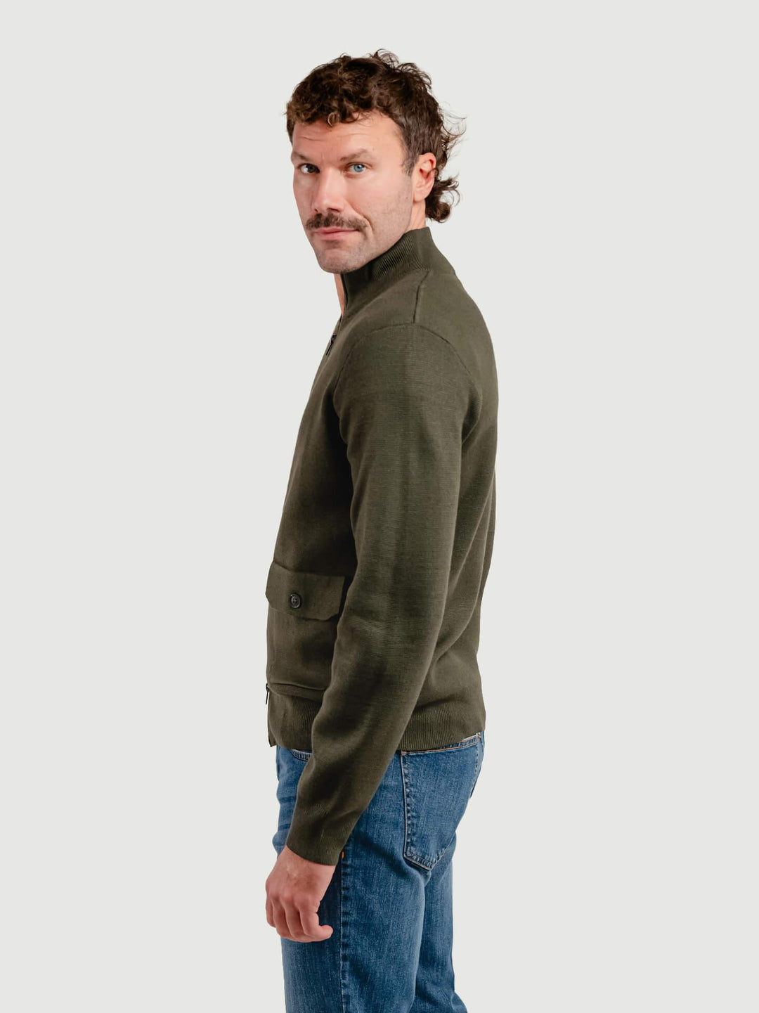 MAGLIA A LUPETTO CON ZIP IN MISTO LANA VERDE BOSCO 4061225 327 ANDREA MORANDO 