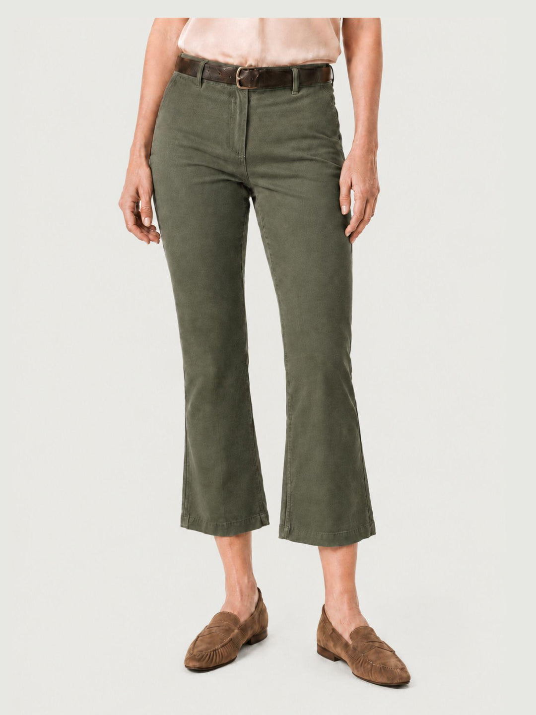 Pantalone a trombetta in cotone verde 824MA SALVIA ANDREA MORANDO 