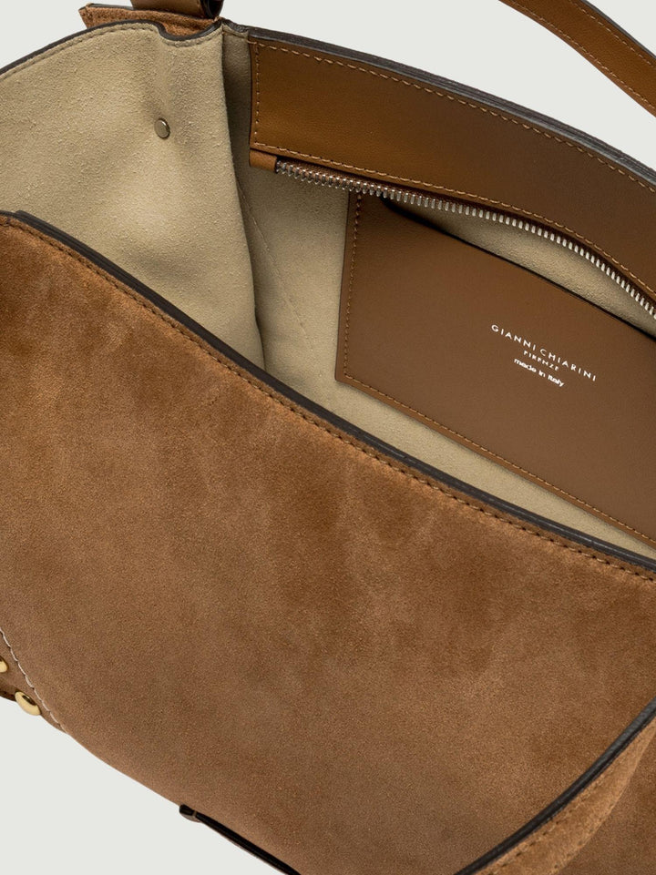 Borsa Bloom in camoscio caramel con borchie BS 12376 CMBRC 1478 GIANNI CHIARINI 