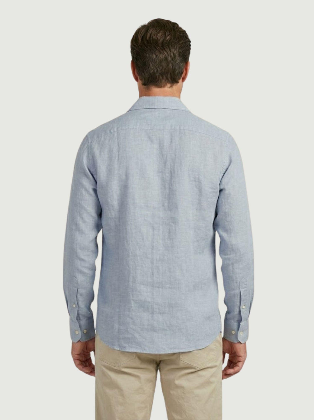 Camicia in tessuto chambray lino e cotone azzurra CRAIG 02 DEPERLU 