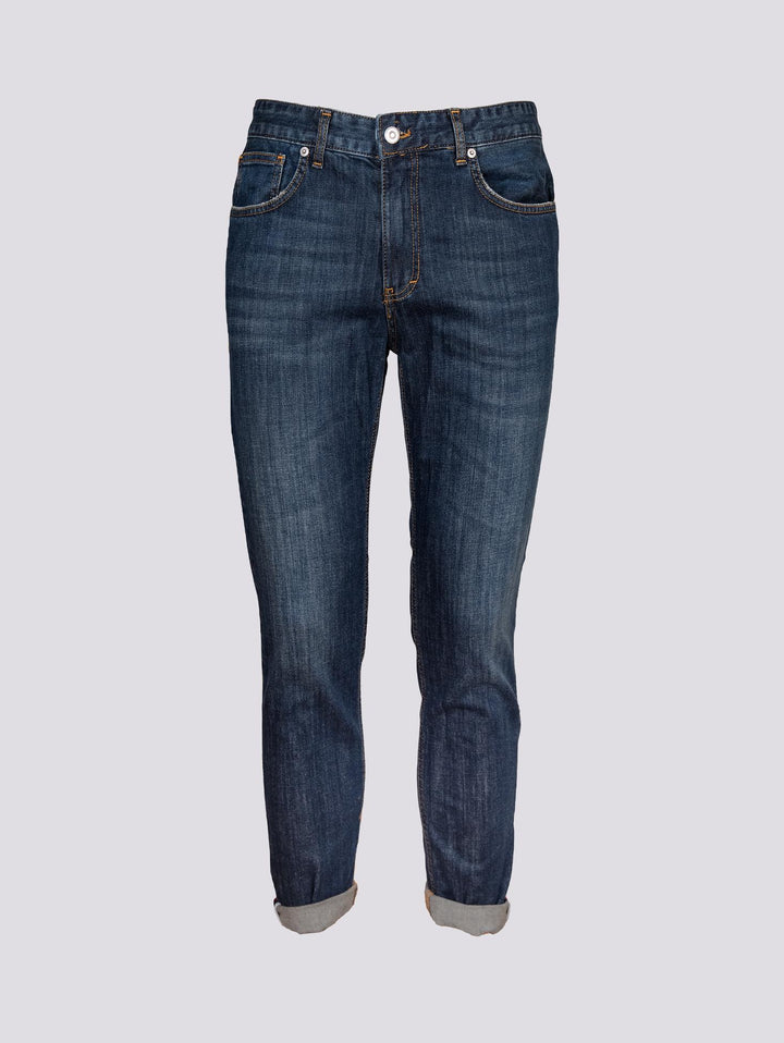 JEANS ANDREA MORANDO SCURO 5 TASCHE 7607CAR SABBIATURA ANDREA MORANDO 