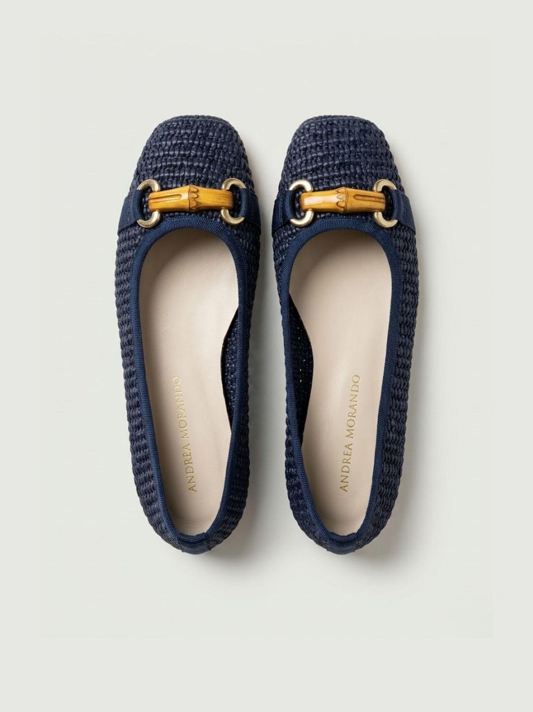 Ballerine rafia blu con dettaglio bambù 487563 134 ANDREA MORANDO 