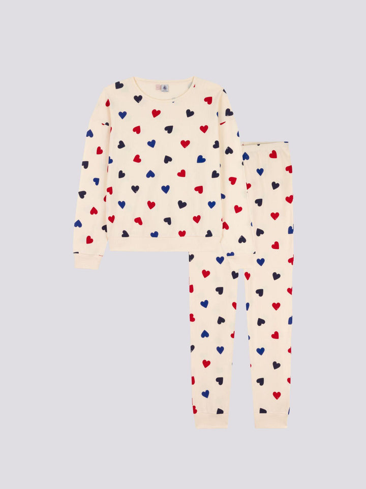 PIGIAMA A CUORI IN COTONE PER DONNA A095O 01 PETIT BATEAU 
