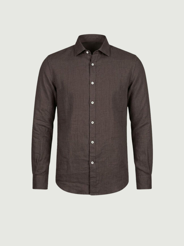 Camicia in lino marrone scuro BU26S18CALINENPD 706 ANDREA MORANDO 