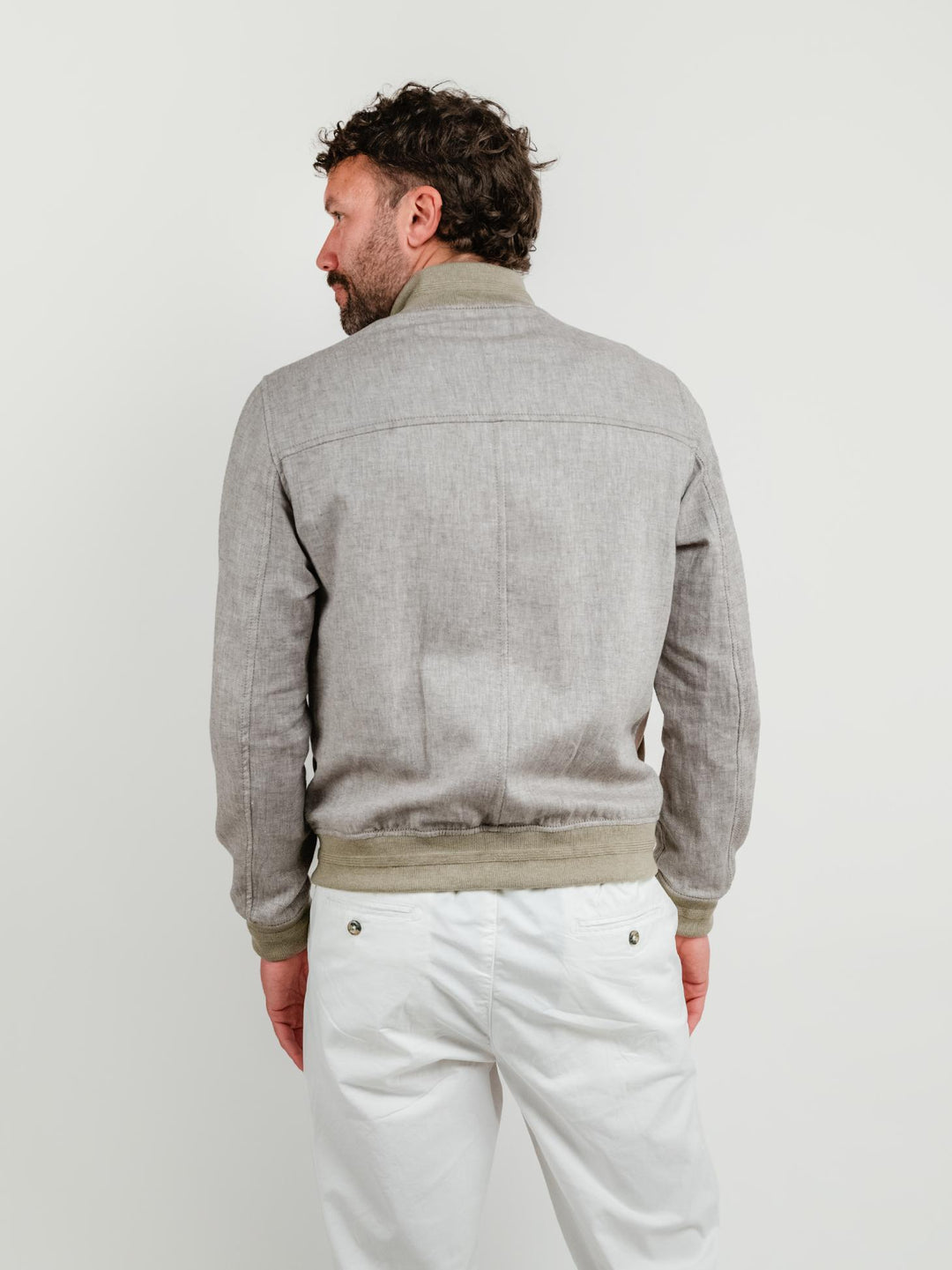 GIACCA TRIBECCA IN PELLE E LINO BEIGE
