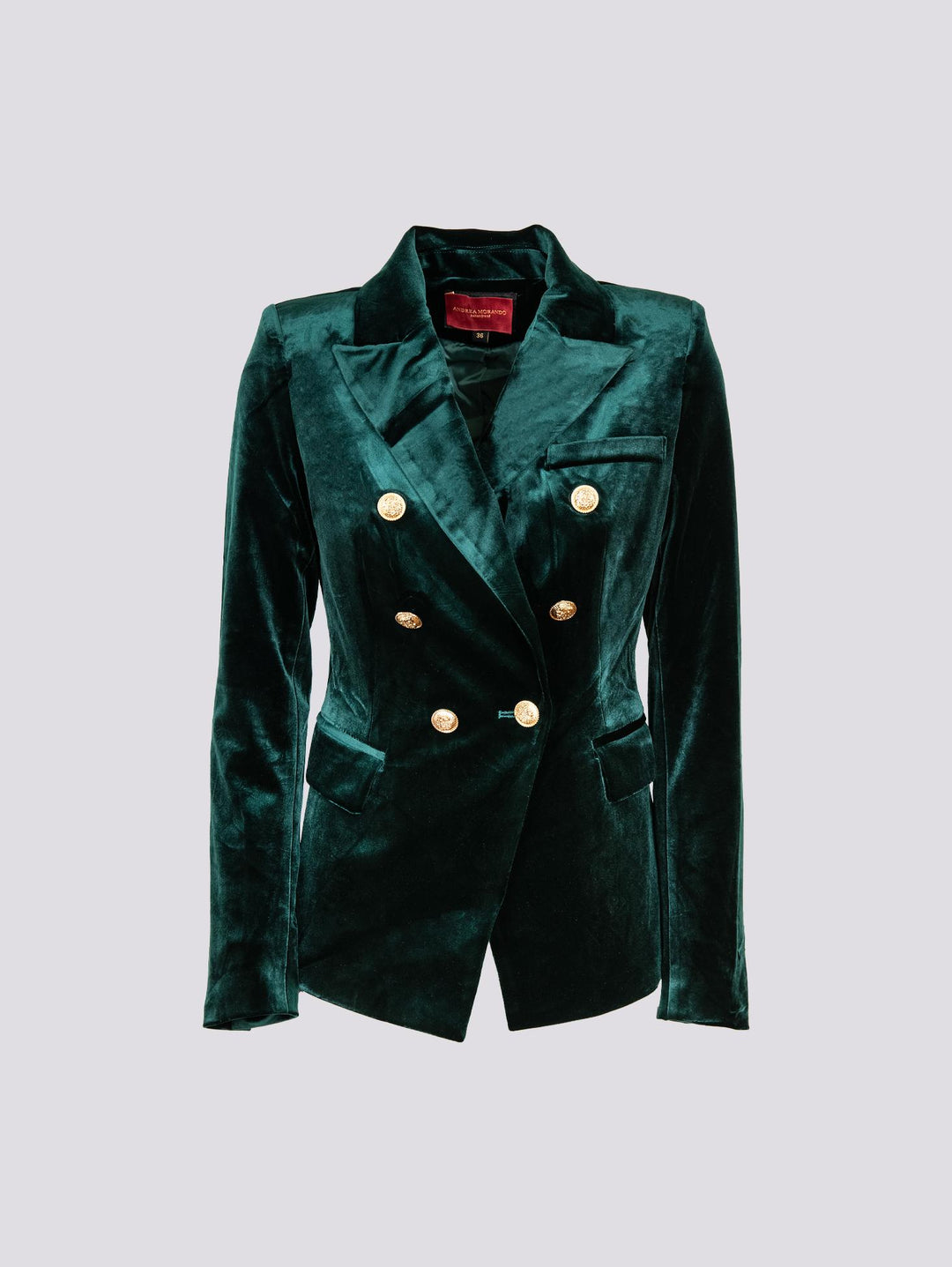 Blazer doppiopetto in velluto verde V2021 VERDE ANDREA MORANDO 