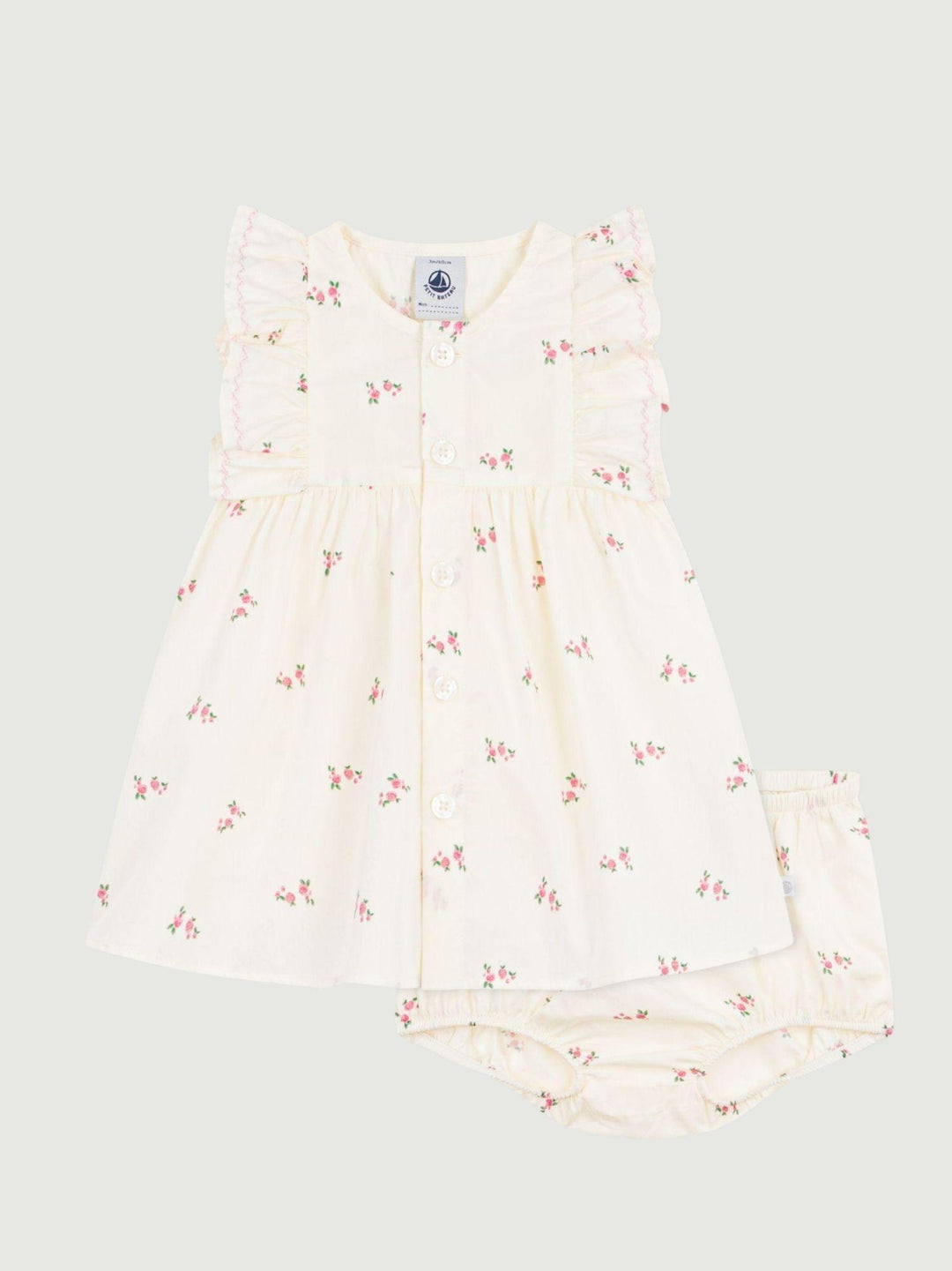 Abito maniche corte con bloomer coordinato in cotone A0F3R 01 PETIT BATEAU 