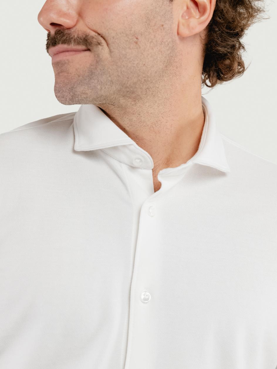 POLO CAMICIA IN COTONE PIQUET BIANCA BU26W42CA 101 ANDREA MORANDO 