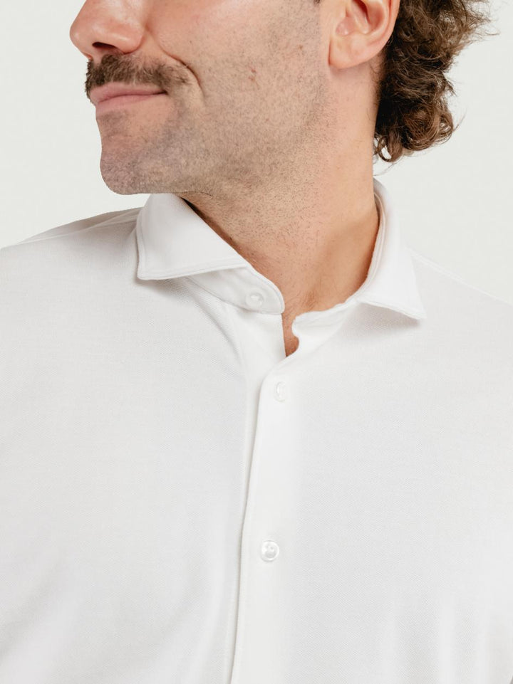 POLO CAMICIA IN COTONE PIQUET BIANCA BU26W42CA 101 ANDREA MORANDO 