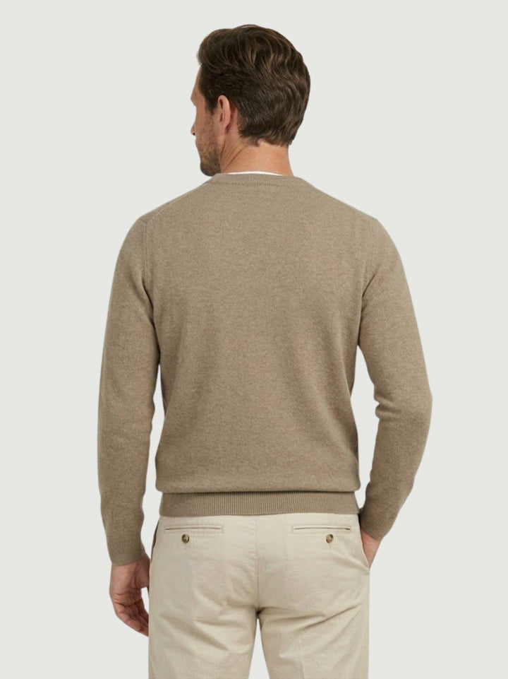 Maglia girocollo in cotone extrafine nocciola 5050126 672 ANDREA MORANDO 
