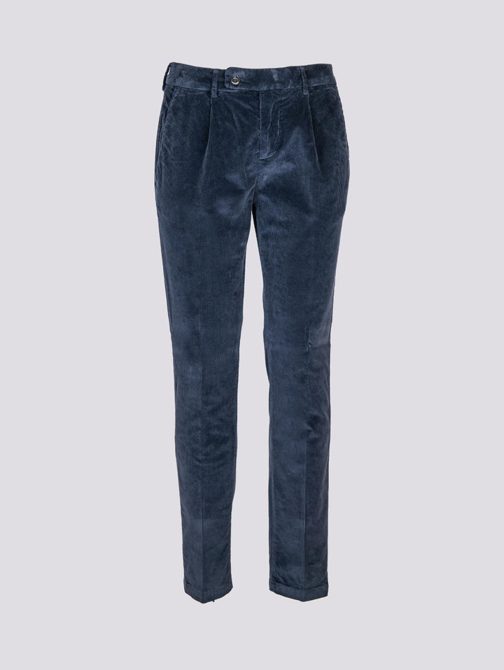 PANTALONE IN VELLUTO BLU NAVY CON TASCA A FILO T502/THI 854 NOLAB 
