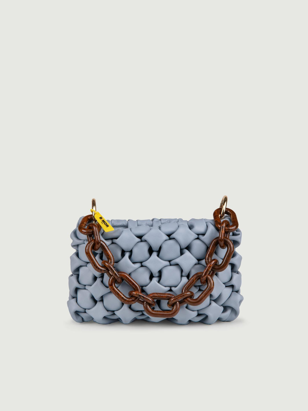 BORSA IN PELLE INTRECCIATA AZZURRA "CURLY" CURLYNEW CARTA ZUCCHERO BIMOR 