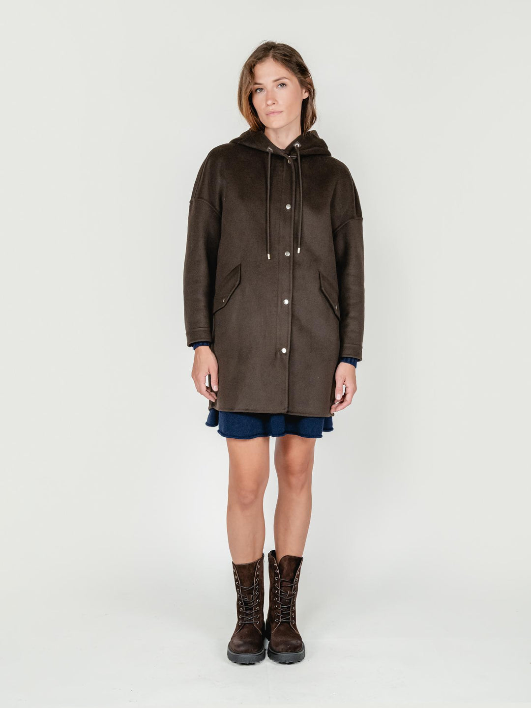 CAPPOTTO PARKA MICHELLE IN LANA TESTA MORO MICHELLE BROWN ANDREA MORANDO 