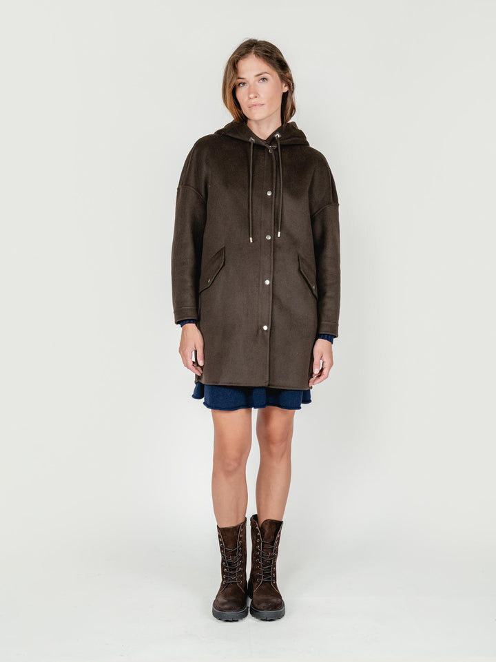 CAPPOTTO PARKA MICHELLE IN LANA TESTA MORO MICHELLE BROWN ANDREA MORANDO 