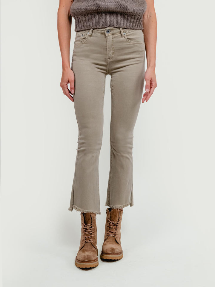 PANTALONE 5 TASCHE A TROMBETTA SFRANGIATO BEIGE 6826/26 BEIGE ANDREA MORANDO 