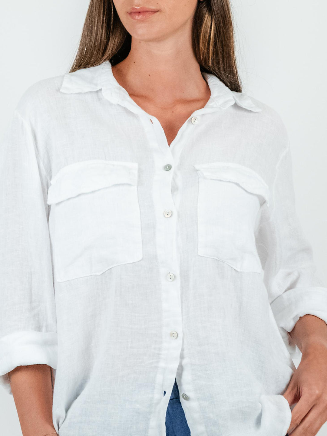 CAMICIA OVERSIZE IN LINO BIANCA 4522 BIANCO ANDREA MORANDO 