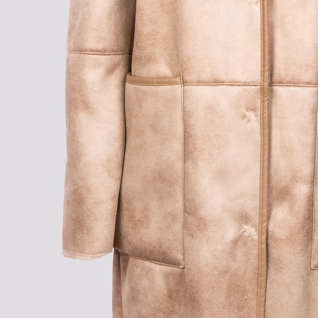 ECO-MONTONE REVERSIBILE IN  ECO-PELLICCIA BEIGE<BR/> B357CAMO 010 ANDREA MORANDO 