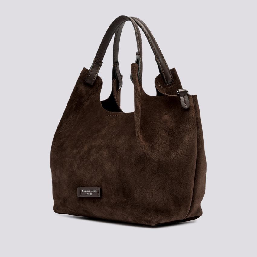 Borsa a spalla Dua medium in suede cioccolato BS 9779 CM-PL 166 GIANNI CHIARINI 