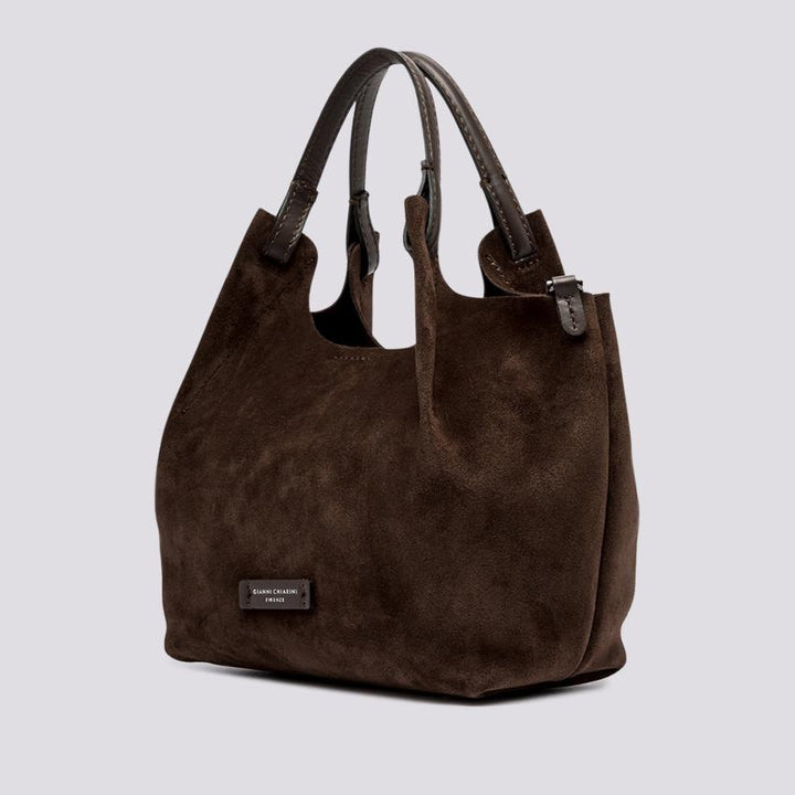 Borsa a spalla Dua medium in suede cioccolato BS 9779 CM-PL 166 GIANNI CHIARINI 