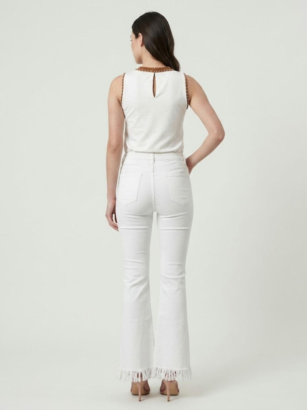 Jeans a zampa sfrangiati Morrison bianchi RO019 WHT ROSANNA OCAMPO 