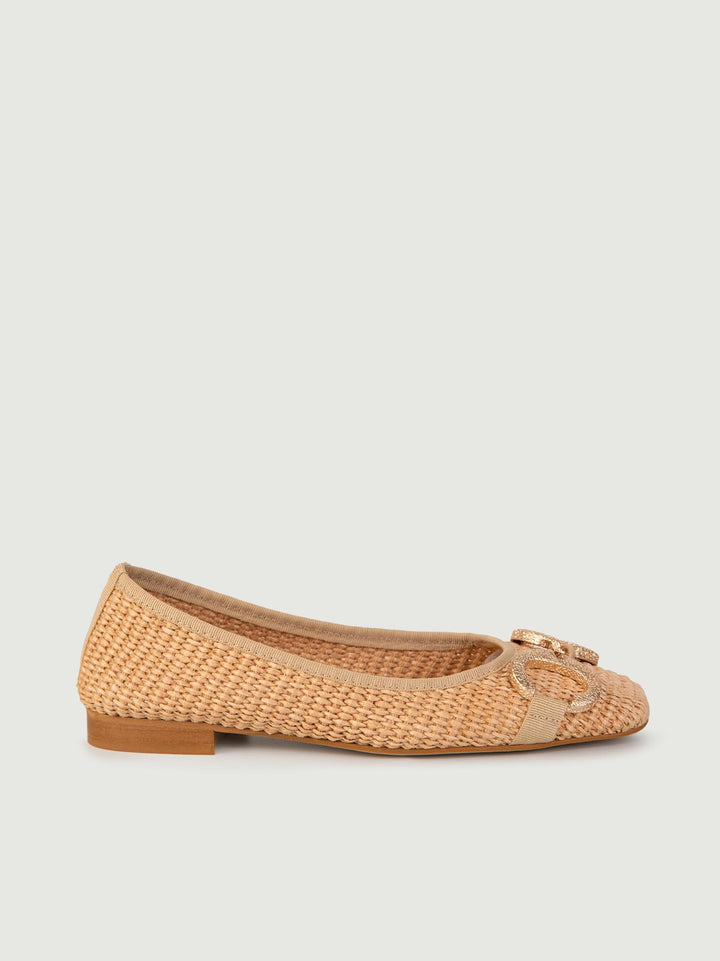 BALLERINE IN RAFIA NATURALE CON DETTAGLIO IN METALLO 4875RAFIA NATURALE ANDREA MORANDO 
