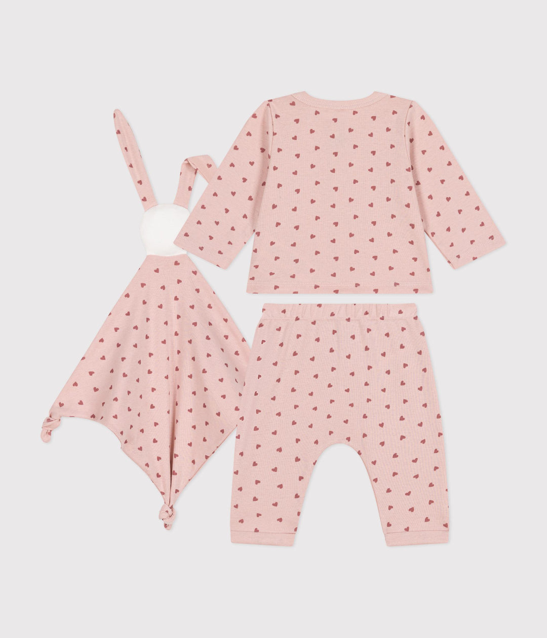 Set rosa con doudou stampa cuori A0BO5 01 PETIT BATEAU 