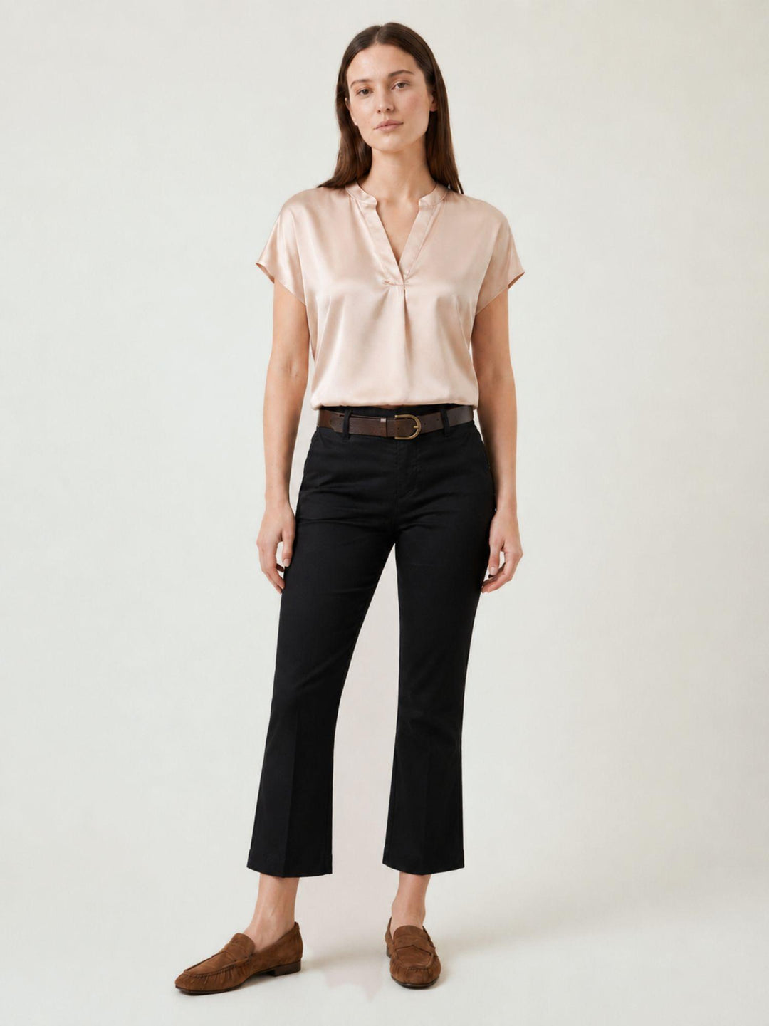 Pantalone a trombetta in cotone nero 824MA NERO ANDREA MORANDO 