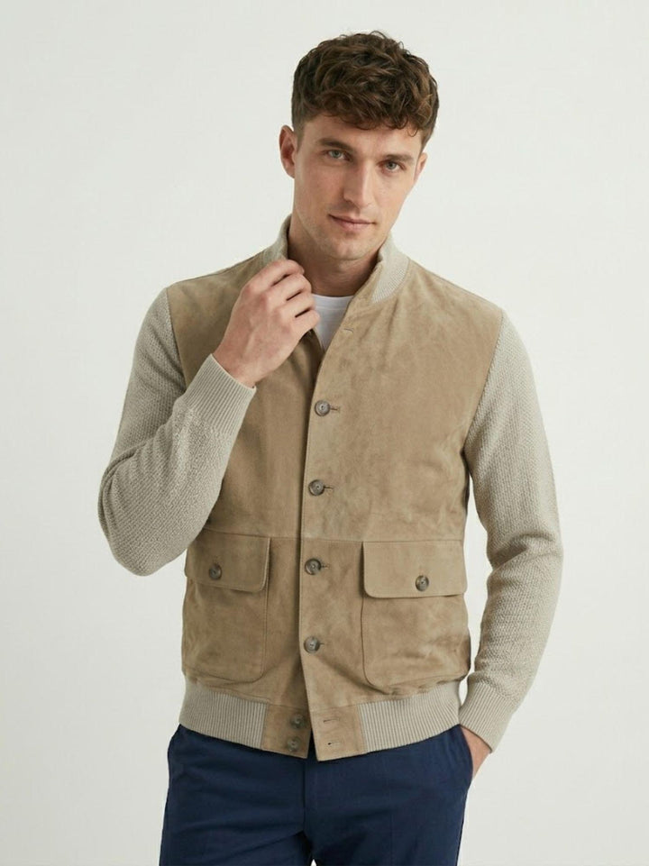 Giacca Riverside Knit in camoscio e maglia sabbia RIVERSIDE 11 JACK LEATHER 