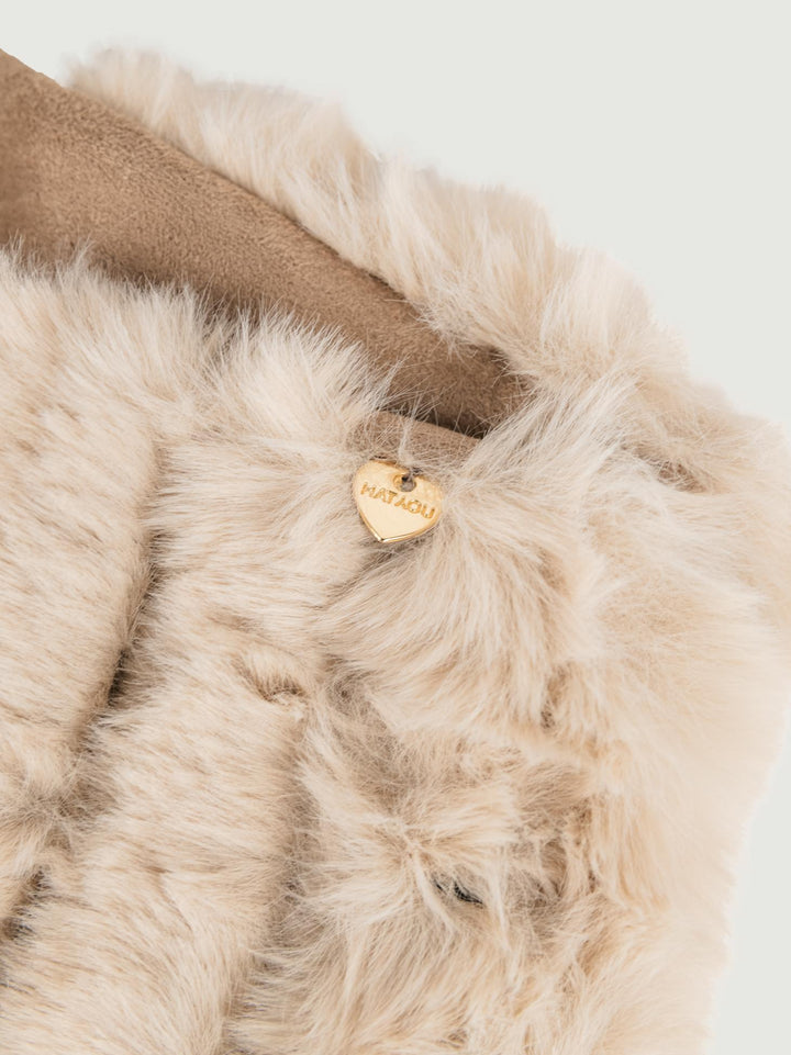 GUANTI SCAMOSCIATI CON DETTAGLIO IN ECOPELLICCIA GL1562 BEIGE ANDREA MORANDO 
