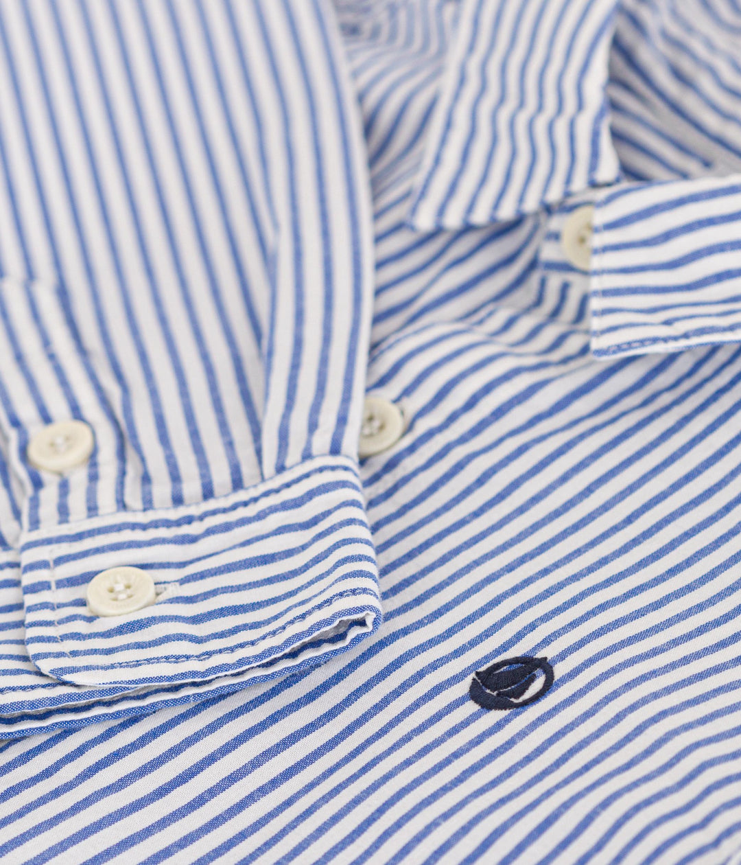 CAMICIA A RIGHE AZZURRE BAMBINO A09O6 01 PETIT BATEAU 