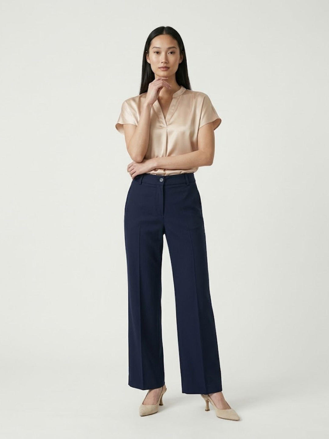 Pantalone a palazzo con tasche alla francese navy OSCAR BLU ANDREA MORANDO 