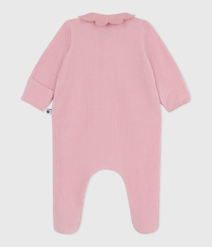 Pigiama con colletto in ciniglia tinta unita neonato A0DQR 01 PETIT BATEAU 