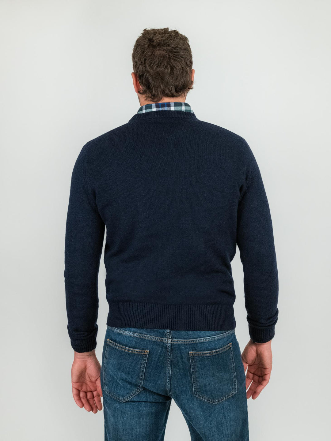 MAGLIONE GIROCOLLO BLU MISTO CASHMERE