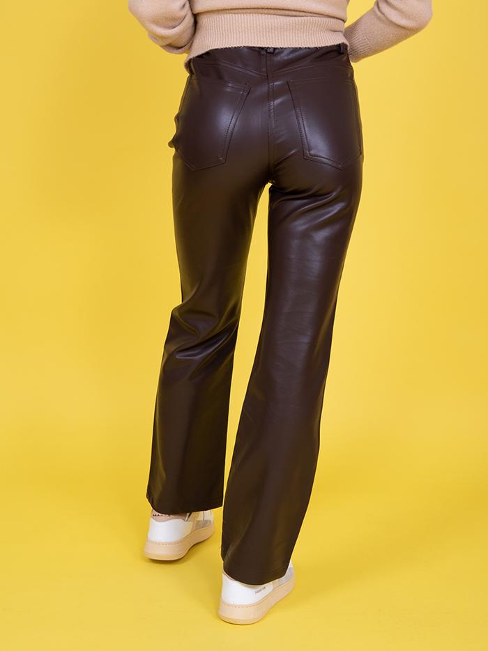 Pantalone a tromebetta in ECOPELLE marrone B9118/ T MORO ANDREA MORANDO 