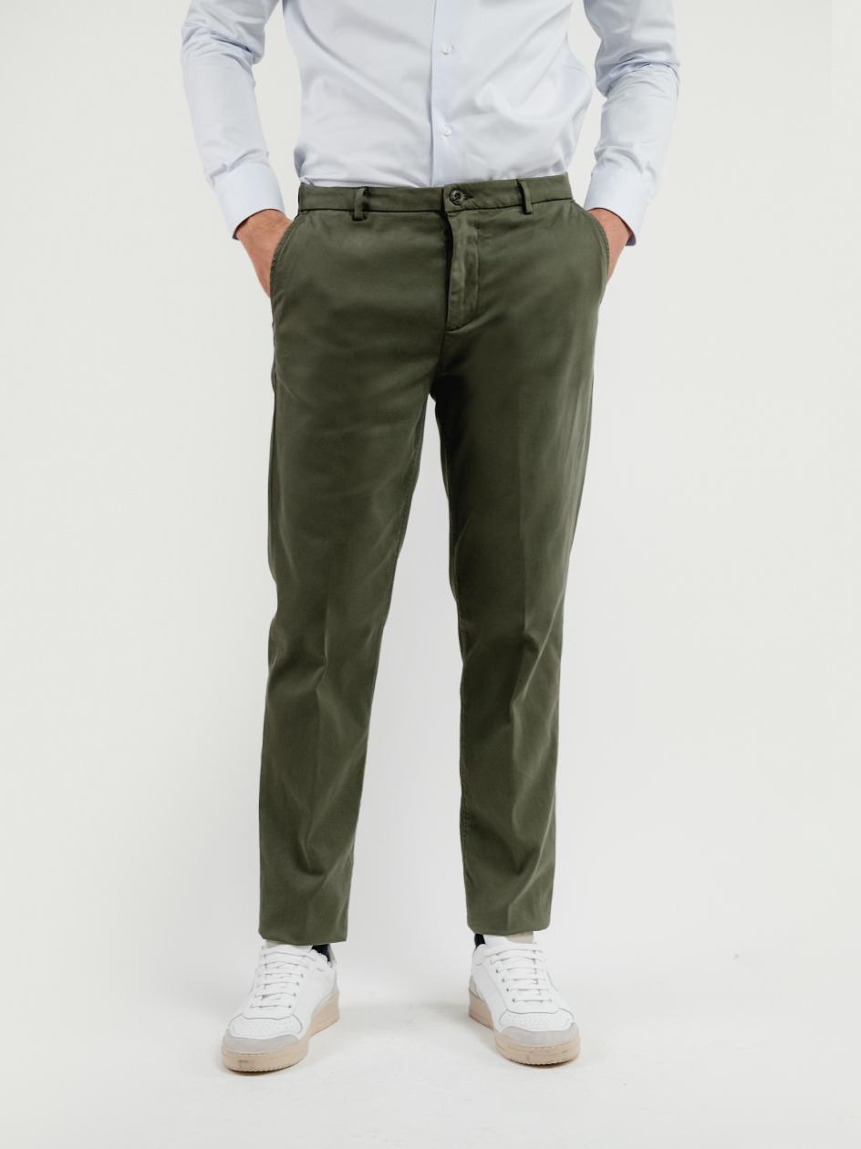PANTALONE  STRIKER IN COTONE CON MICROTRAMA VERDE PINO T617STR 691 NOLAB 
